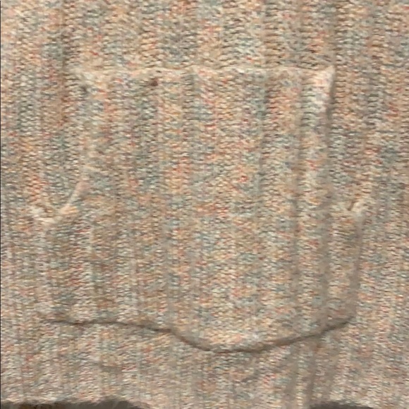 Multi colored v neck sweater with hood and pocket - Picture 7 of 7